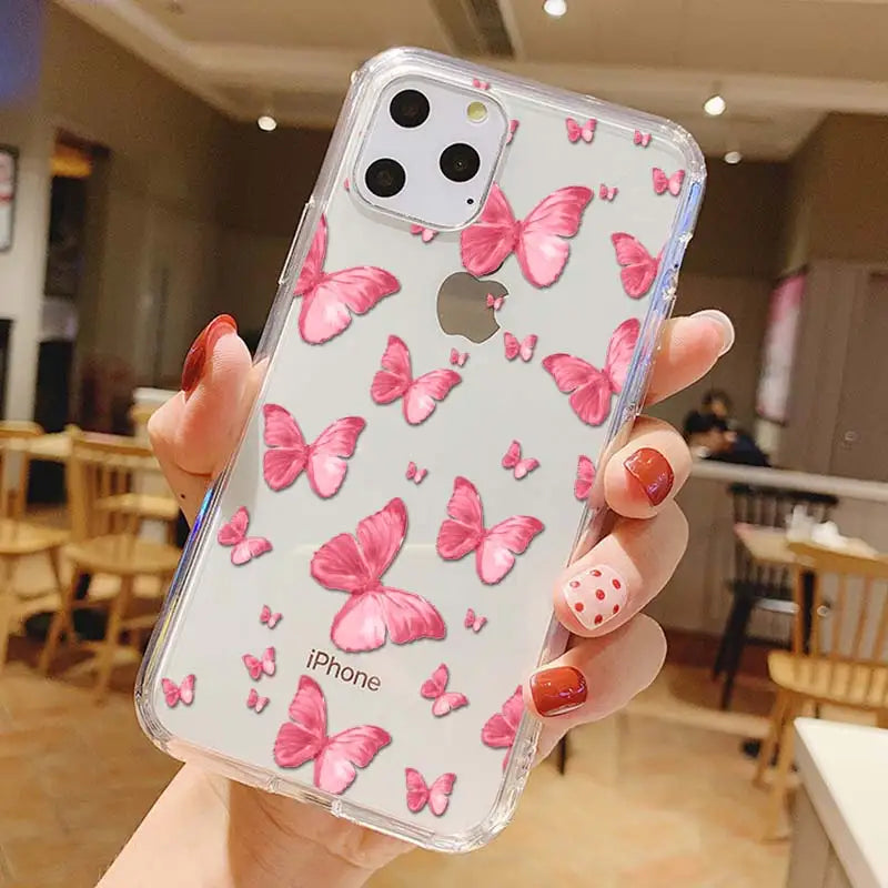 Apple iPhone Pink Butterflies Silicone Case