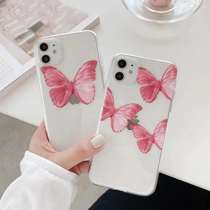 Apple iPhone Pink Butterflies Silicone Case