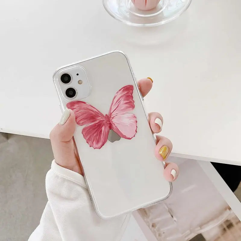 Apple iPhone Pink Butterflies Silicone Case