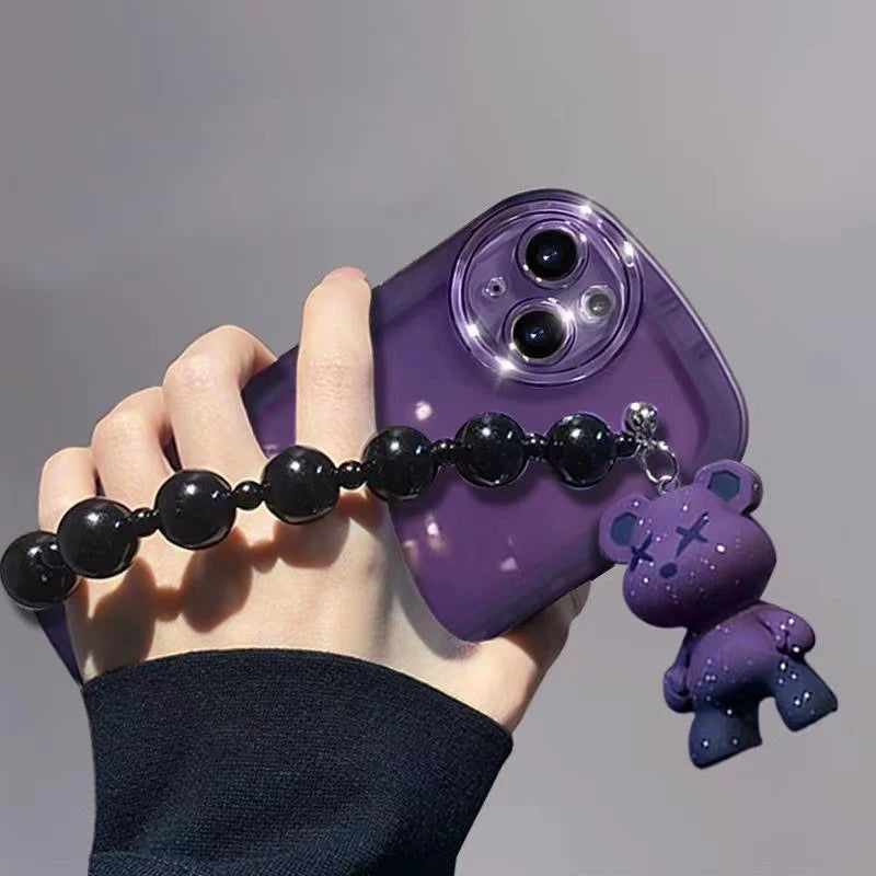 Apple iPhone Purple Teddy Chain Silicone Case