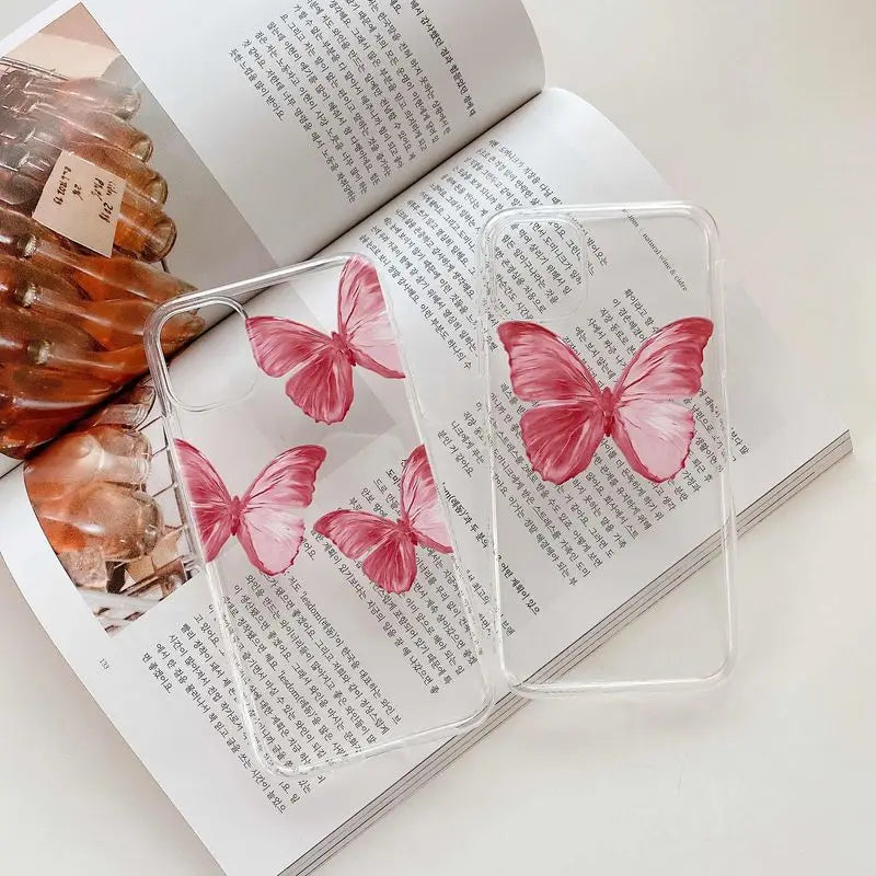 Apple iPhone Pink Butterflies Silicone Case