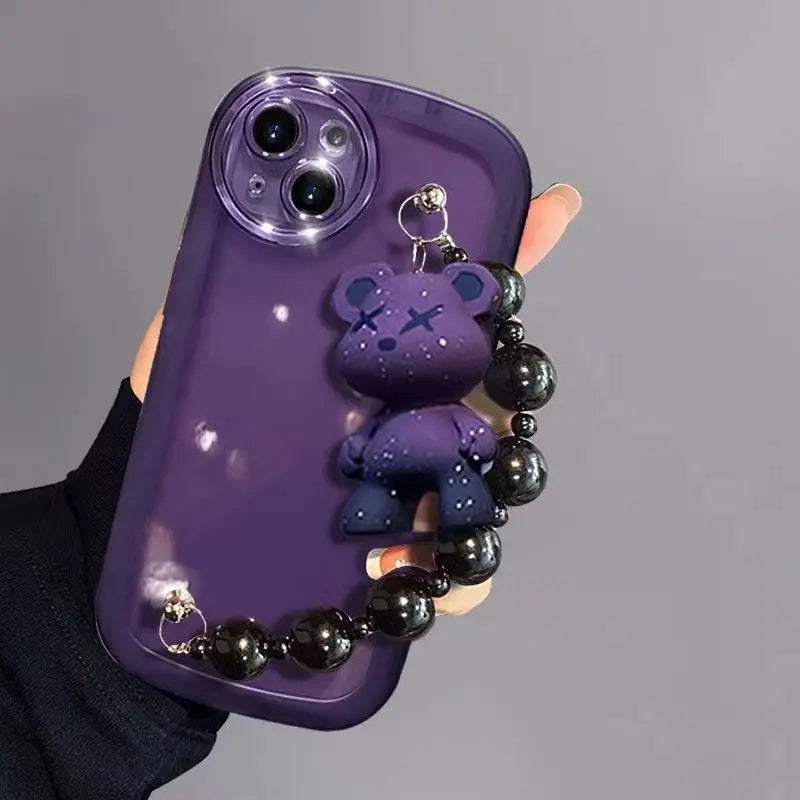 Apple iPhone Purple Teddy Chain Silicone Case