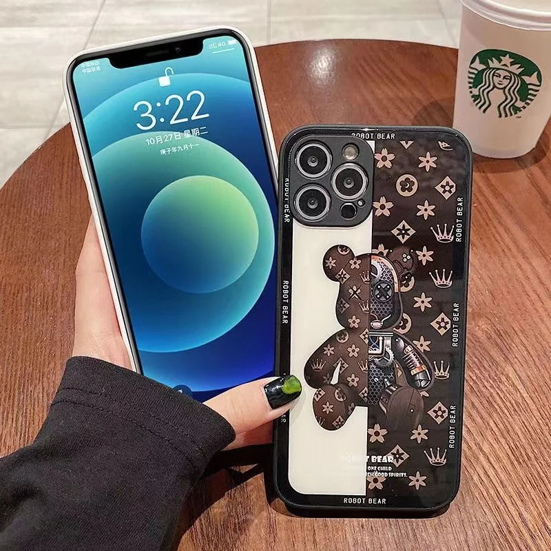 Apple iPhone Designer Bear B/W Luxury Silicone Case