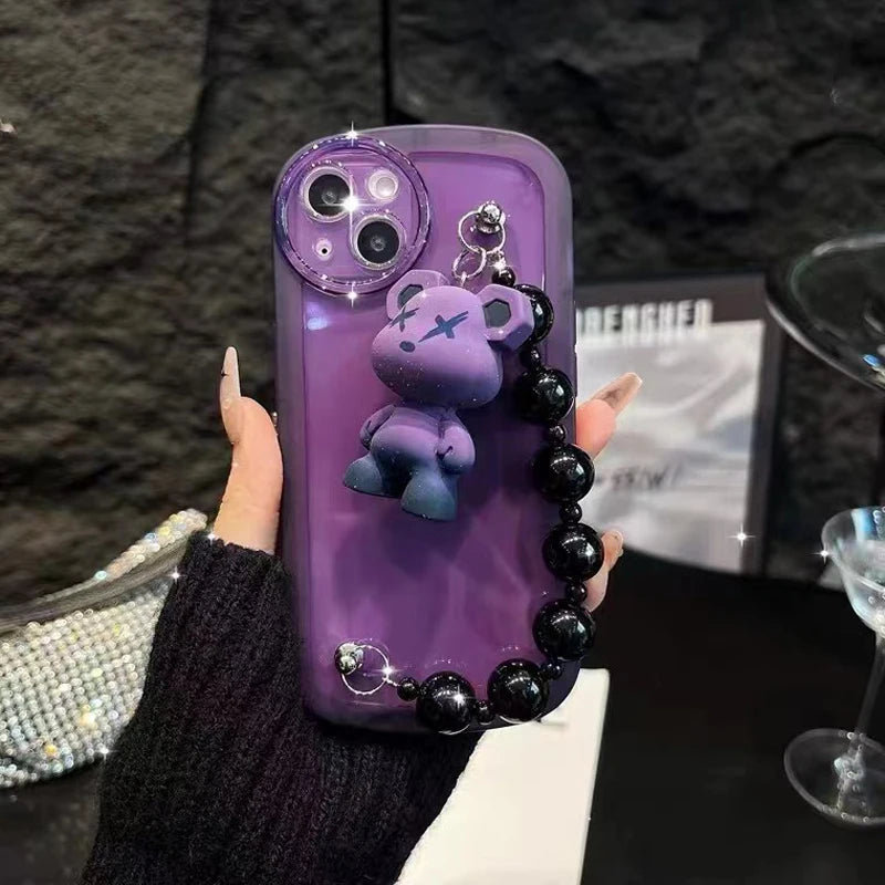 Apple iPhone Purple Teddy Chain Silicone Case