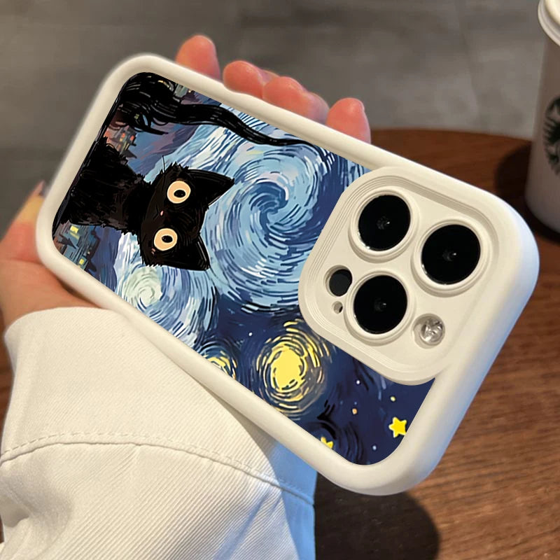 Apple iPhone Black Cat Night Sky 2 Silicone Case