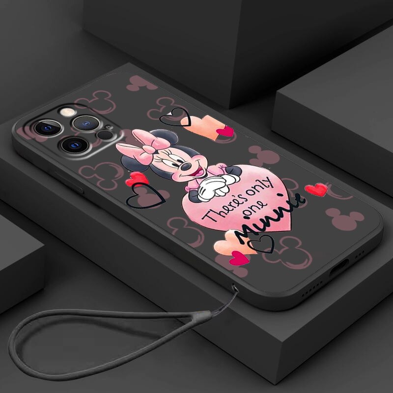 Apple iPhone Minnie Mouse One Black Liquid Rope Silicone Case