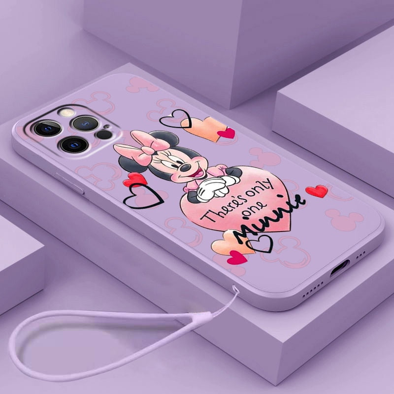 Apple iPhone Minnie Mouse One Purple Liquid Rope Silicone Case