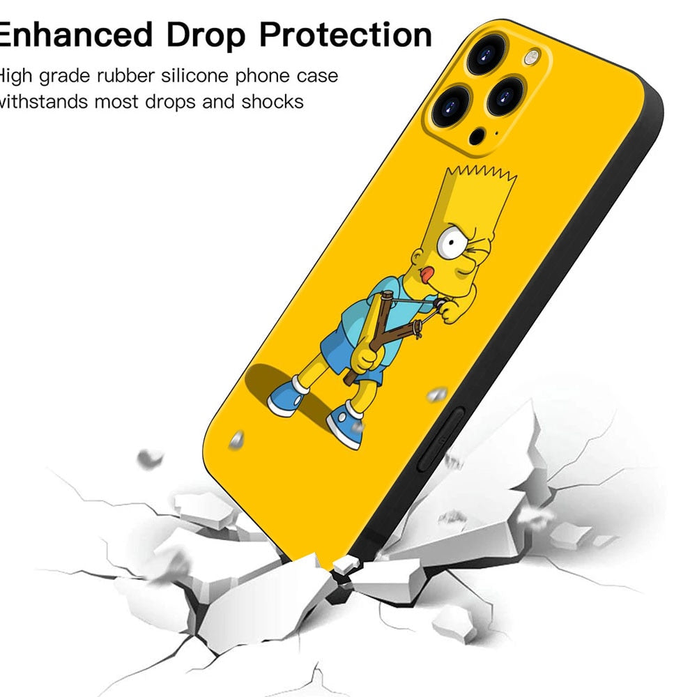 Apple iPhone Bart Simpson Cracked Screen Hard Silicone Case