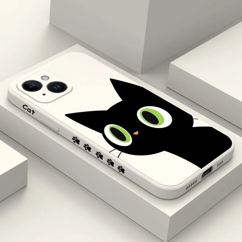 Apple iPhone Black Cat B/W Silicone Cat