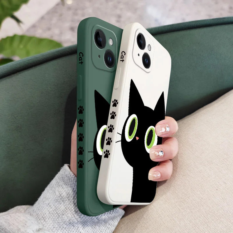 Apple iPhone Black Cat B/W Silicone Cat