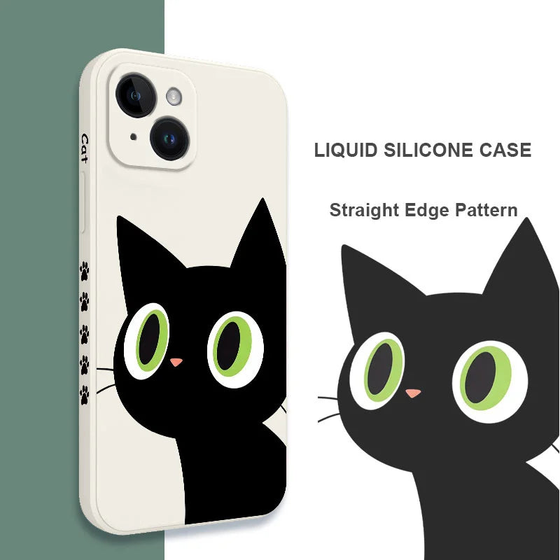 Apple iPhone Black Cat B/W Silicone Cat