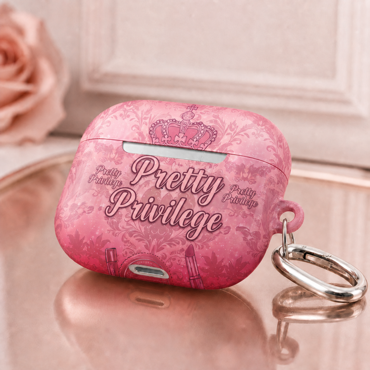 Pretty Privilege Damask AirPods case detail
