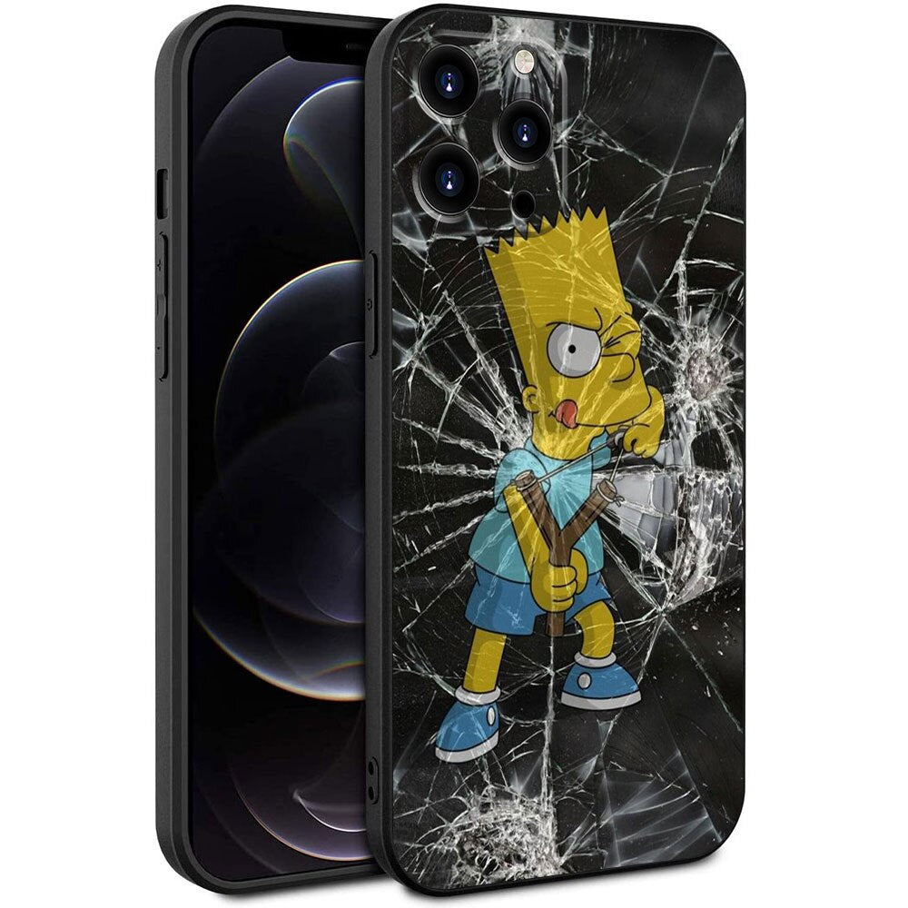 Apple iPhone Bart Simpson Cracked Screen Hard Silicone Case