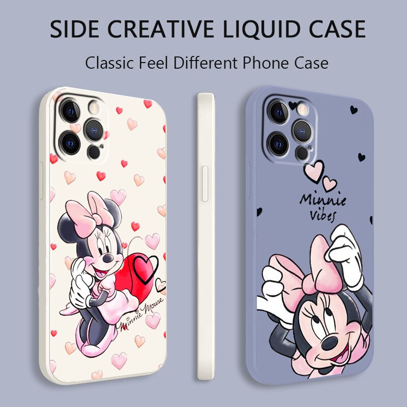 Apple iPhone Minnie Mouse One Black Liquid Rope Silicone Case