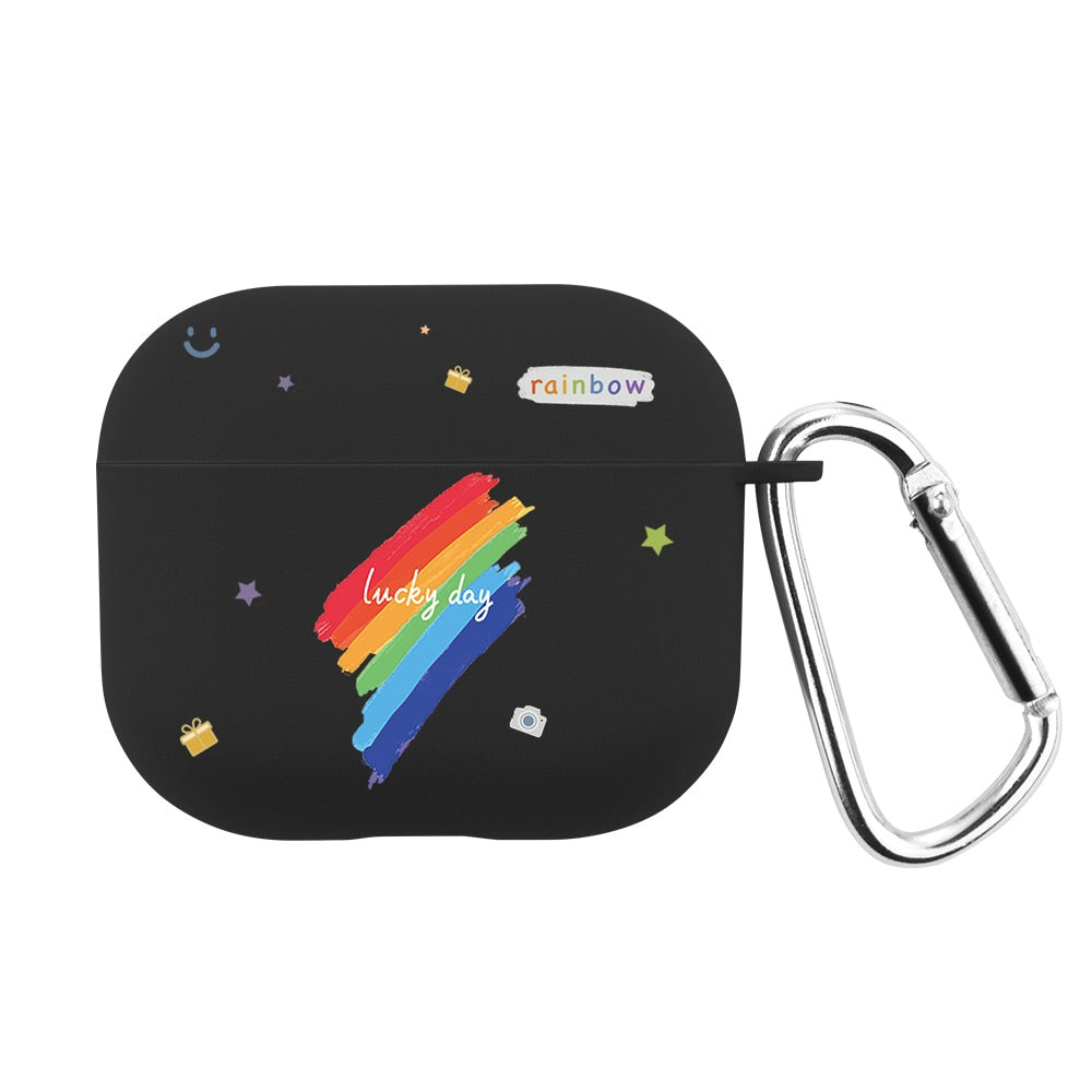 Apple Airpods Pro Rainbow Black Silicone Case