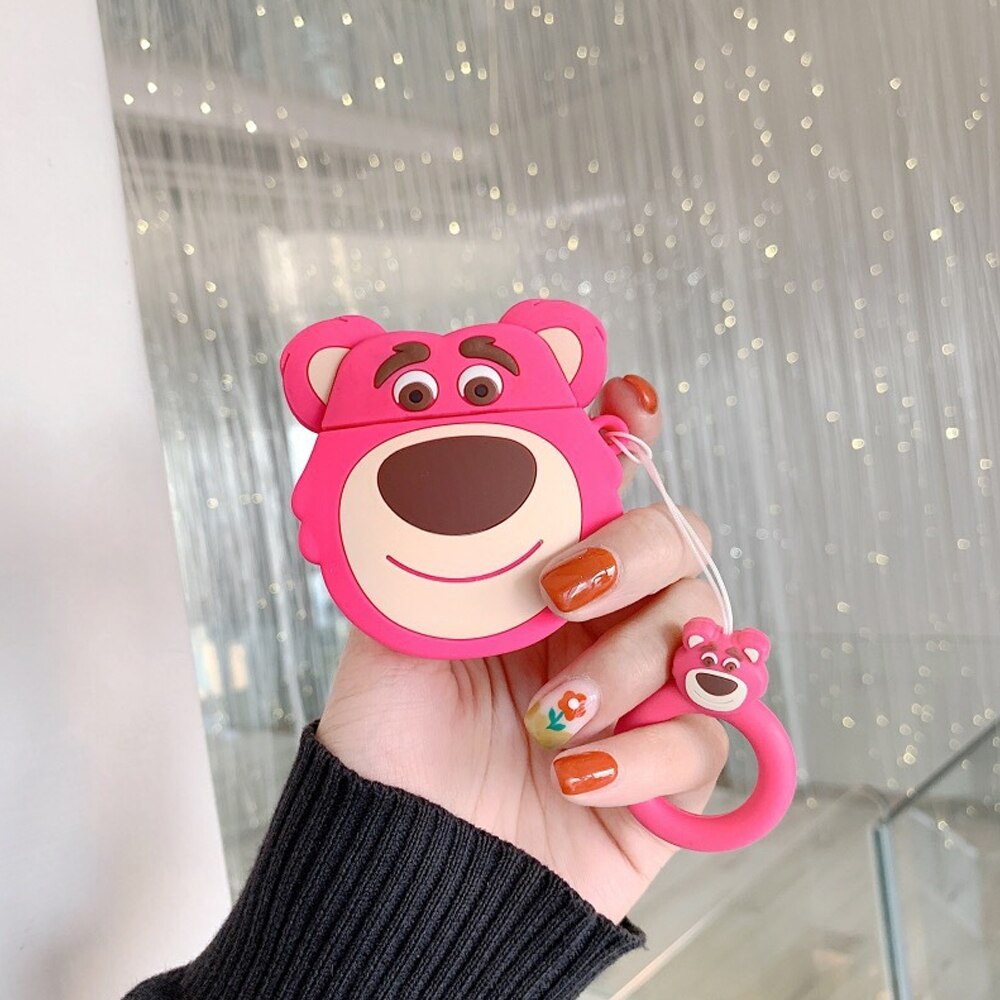 Apple Airpods Pro Pink Bear Keyring Silicone Case